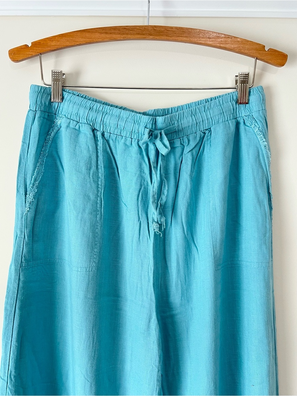 Zenana Outfitters Light Aqua Drawstring Wide-Leg Pants - Picture 3 of 7